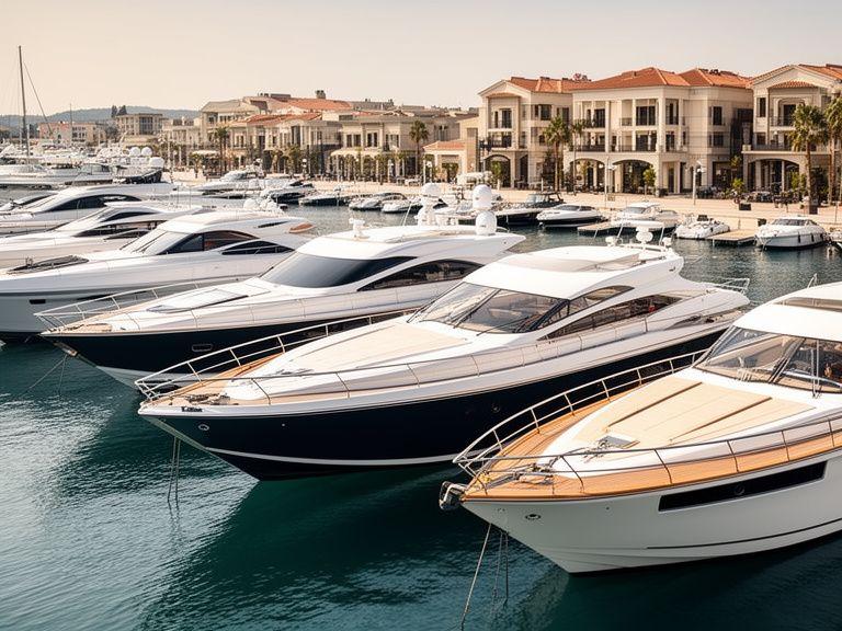Flotta di barche da charter con equipaggiamento elegante in porto